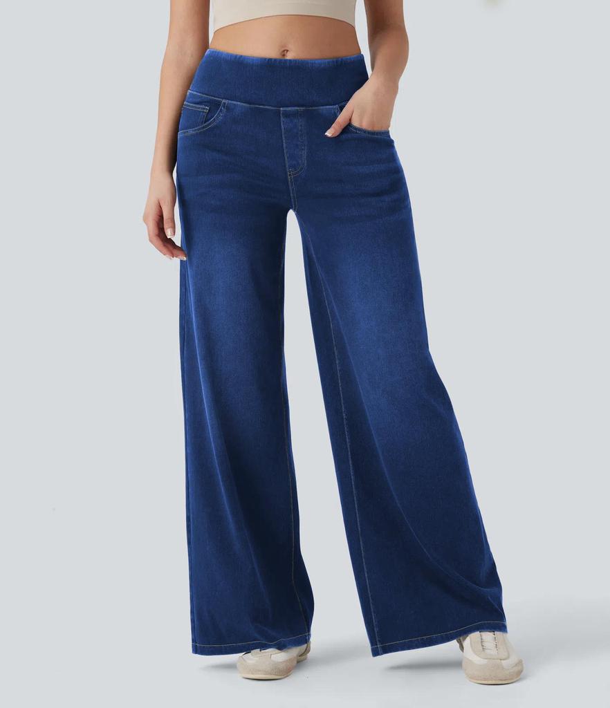 2025 European & American High-Waisted Loose Wide-Leg Slimming Women's Jeans