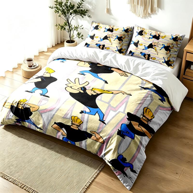 Johnny Bravo 3pc Duvet Cover Set Simple Modern Bedding Set Wrinkle Resistant Soft Fabric All Season Use a perfect gift