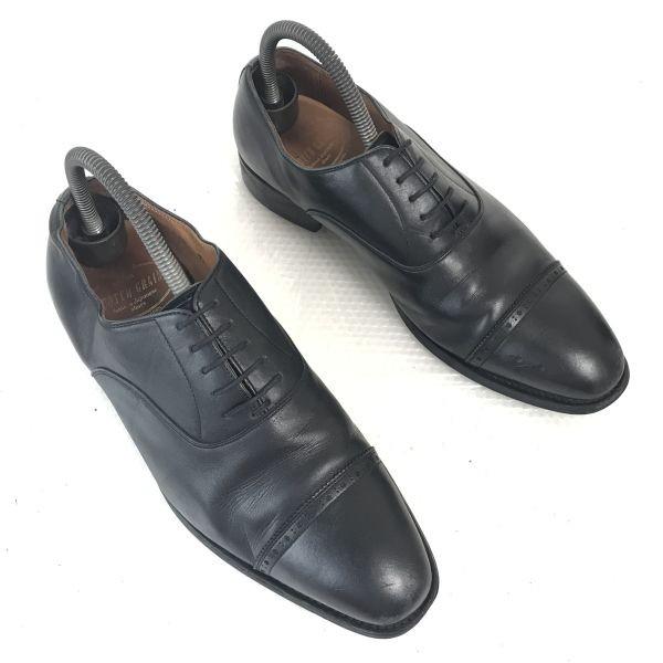 USED/Japan Scotch Grain Goodyear Straight Tip Cap Toe Shoes 24.5cm Black