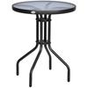 Bistro Coffee Table Outdoor Tempered Glass Top Table Garden Round Dining Table - 60cm Diameter