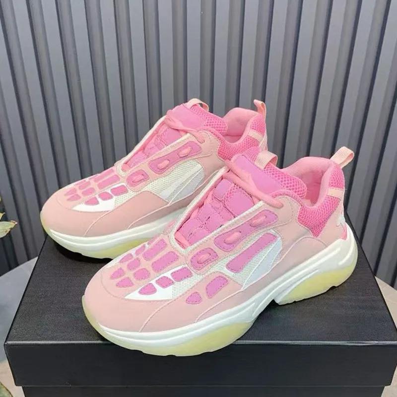 Fashion Dad Shoes Women'S Platform Thick Sole Sports Casual  New Leather White Lightweight Heeled Sneakers