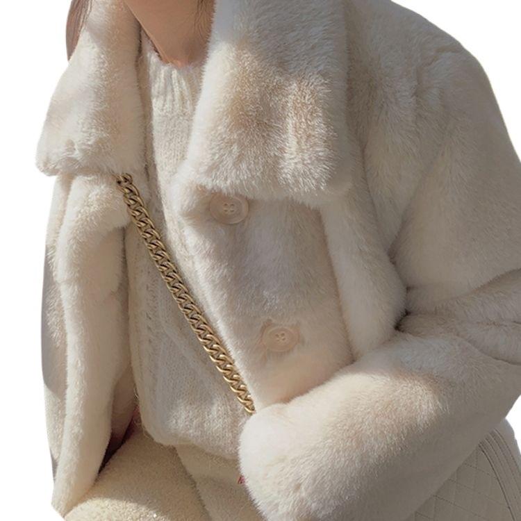 Lamb Wool Imitation Fur Young Women'S Short Imitation Rex Rabbit Fur Plush Autumn And Winter Coat