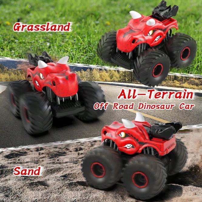 Cross-Border Dinosaur Stunt Remote Control Car with Spray Lights, Standing Rotation, and Climbing Off-Road Features
