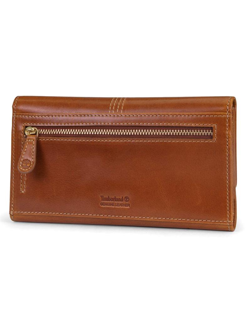 Timberland Leather RFID Flap Wallet Clutch Organizer Cognac One Size Women's Wallet, (Buff Apache),