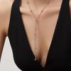 Two-tone Zircon Pull-out Necklace: European & American Style, Stainless Steel, Niche Ins Design, High-end Jewelry