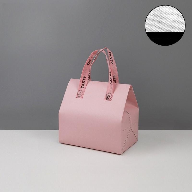 

Color Printed Aluminum Foil Packaging Bag Catering Baking Tote Pockets Disposable Non-woven Cake Milk Tea Coffee Delivery Bags Insulated Takeout Pouch 24x24x15cm 25pcs