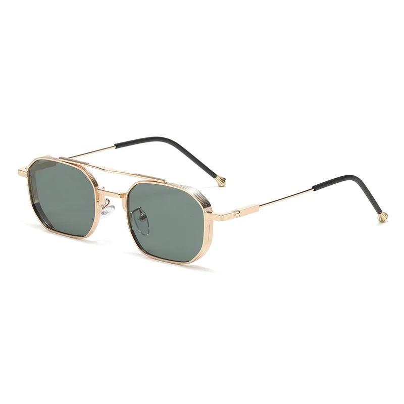 New Trendy Fashion Metal Double-Bridge Sunglasses Premium Business Square-Frame UV-Protective Eyewear Classic Driving Shades