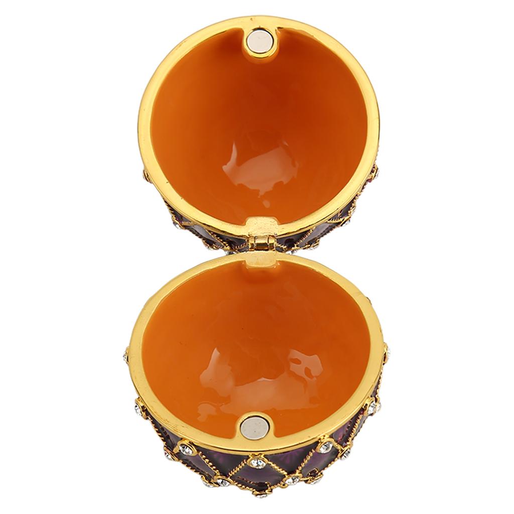 Egg Shape Trinket Boxes Vintage Exquisite Rhinestones Trinket Boxes with Hinged for Living Room