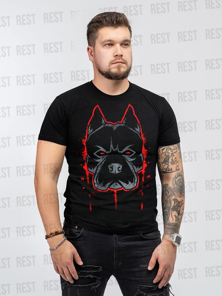 T-shirt con Stampa Pitbull da Uomo Oversize Manica Corta Cotone Pesante Alta Qualità Comoda Maglietta Streetwear Abbigliamento Maschile Femminile