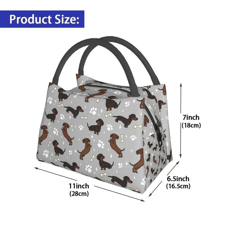 Genți de prânz izolate Dachshunds Dackel gri pentru camping călătorie Câinele teckel câinele cârnat cutie bento termică reutilizabilă cooler femei