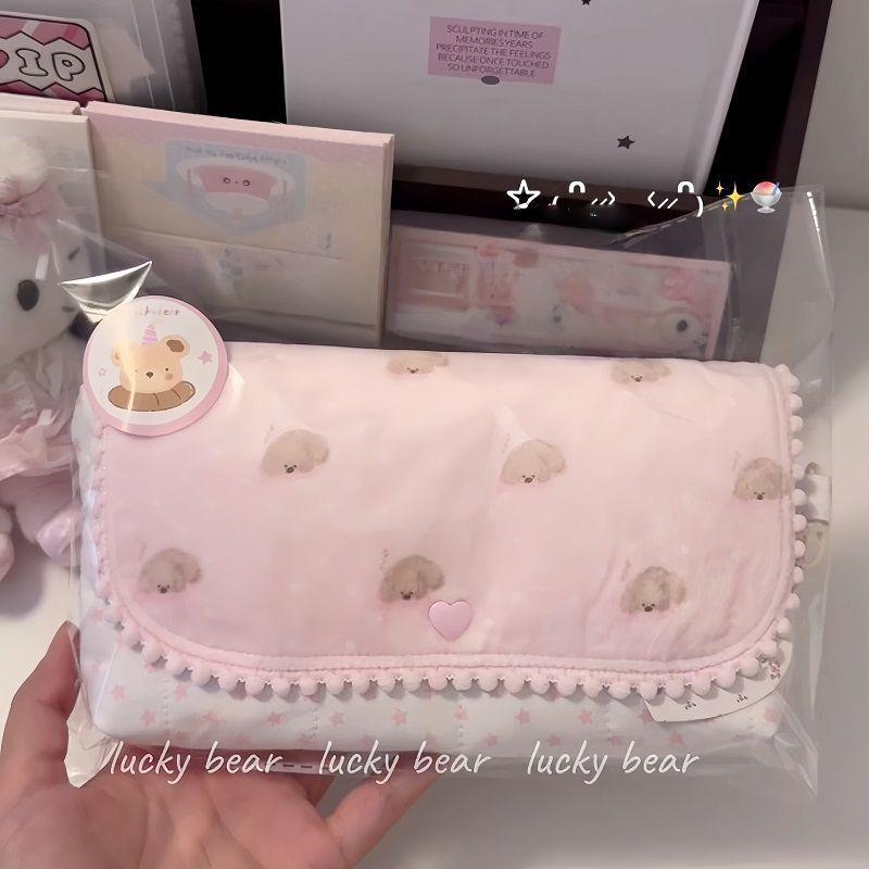 Korean Style Strawberry Miffy Flip-Top Pencil Case – Cute Cartoon Stationery Bag for Female Students