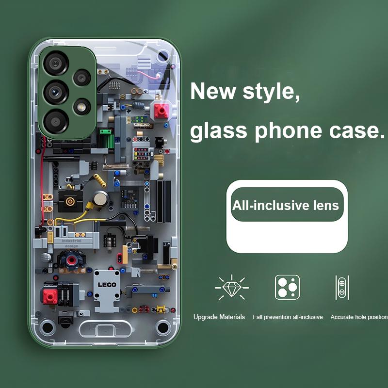 Grey Mechanical Interior For Samsung Galaxy S24 Plus S20 21 FE S23 Ultra S8 9 A70 72 73 50 51 52 53 Tempered Glass Phone Case