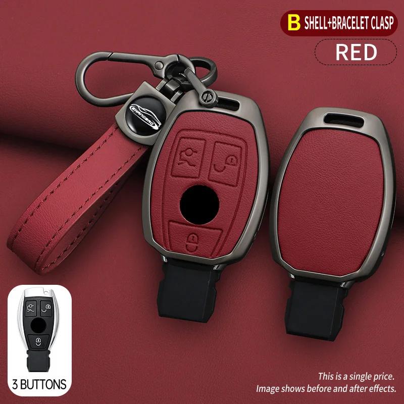 Interior Mouldings Car Zinc Alloy Leather Key Case Cover For Mercedes-Benz AMG CLS300 CLS350 S63 CLS260 W218 W219 Protection Key