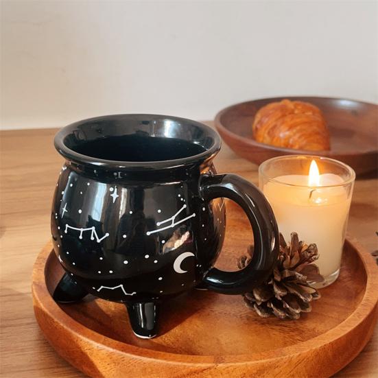 Cauldron Coffee Mug Constellation Tea Cup 350ml Unique Ceramic Mug Halloween Witchy Gifts for Freinds