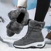 Women High Top Snow Boots Winter Plush Hiking Sneakers Comfort Air Cushion Daily Boots Non-slip Winter Outdoor Walking Boots