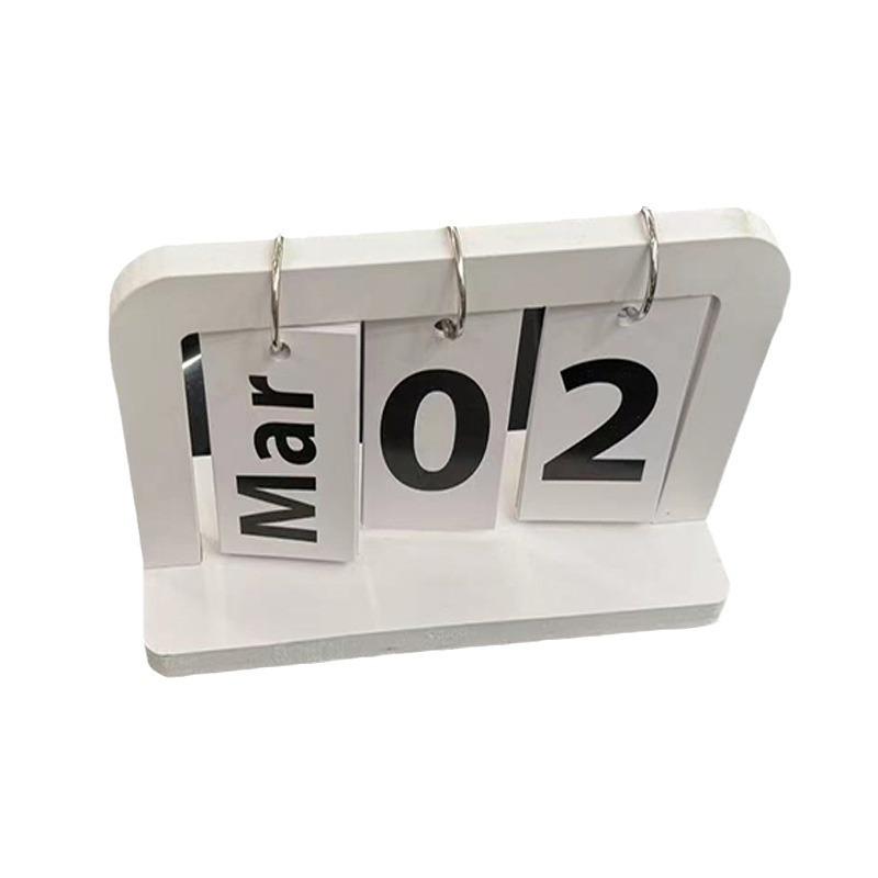

1pcs Minimalist Flip Calendar Wooden Desktop Calendar Home Office Study Dorm Desktop Decoration Ornaments білий