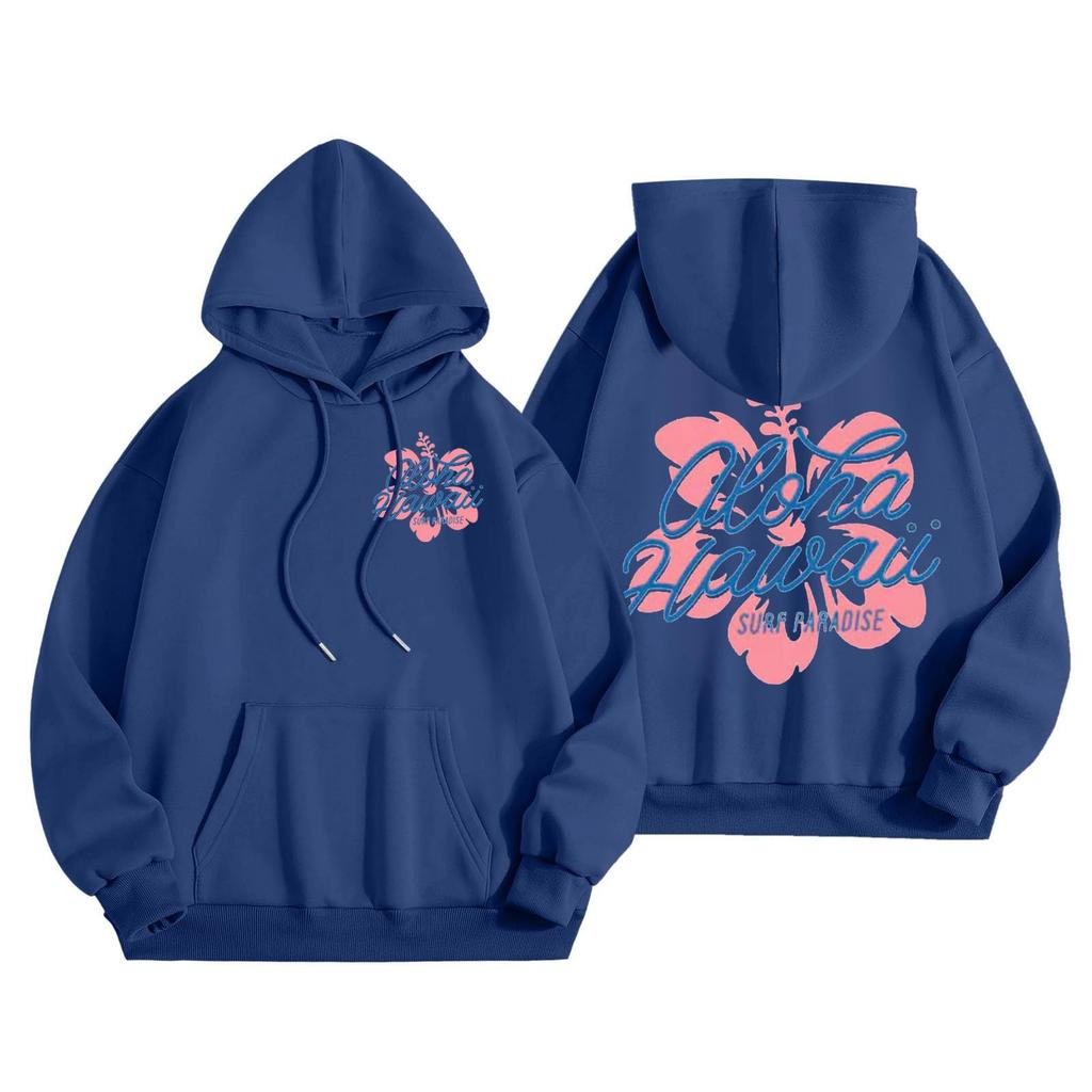 Hawaii Flower Printing Women's Hoodies Long-Sleeve Causual Daily Wear Women Hoodies Oversized Sudadera de mujer