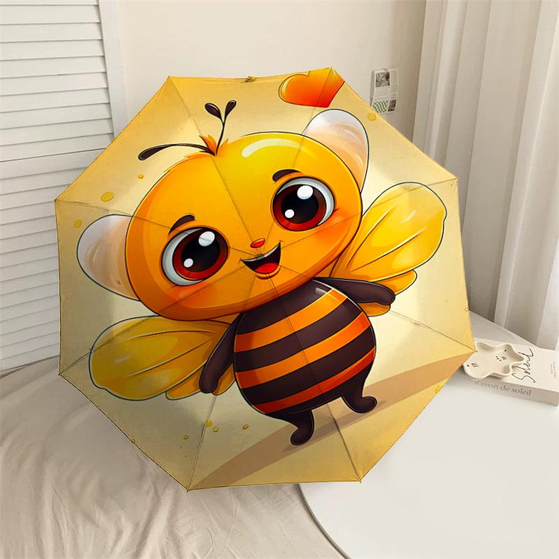 

1PC Bee Heart Automatic Open/Close Umbrella with Windproof, 8-Rib Sturdy Canopy, Durable Ribs, Fashionable Design1290A