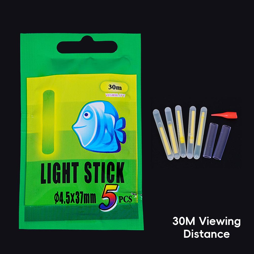 5PCS/Pack Fishing Glow Sticks 15M/30M Viewing Distance With Rubber Tube And Luminous Cap Night Fishing Equipment