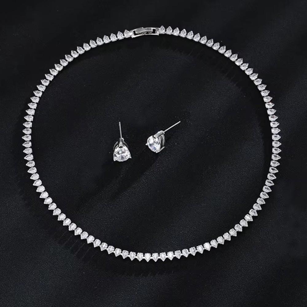 3Pcs/set Elegant Cubic Zirconia Jewelry Set Zirconia Wedding Accessories Set Bride