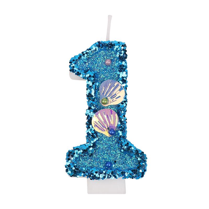 

Блестящие синие свечи-цифры для торта Детский мальчик девочка День рождения Торт Топпер Украшение Русалочка Вечеринка Принадлежности Подводный декор