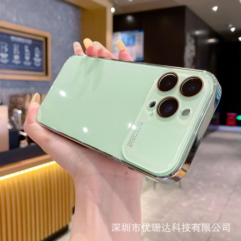 Applicable to iPhone11promax electroplated glass mobile phone case large window Apple 11 simple solid color all-inclusive sheath