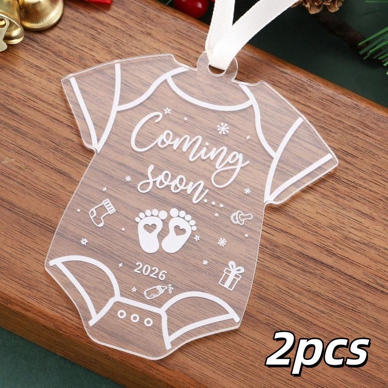 1-4PC Acrylic Christmas Tree Hanging Decor Pregnancy Announcement Ornament Gift for New Expecting Parents Xmas Hanging Ornament