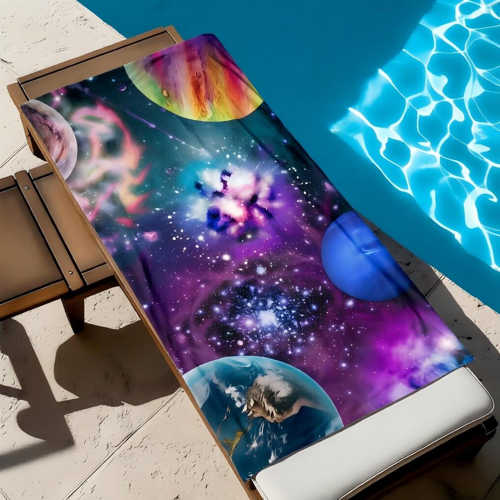 1Pc Cool Galaxy Star Universe Print Beach Towel Lightweight Super Soft Quick Dry High Absorbent Towel For Beach Pool Outdoor