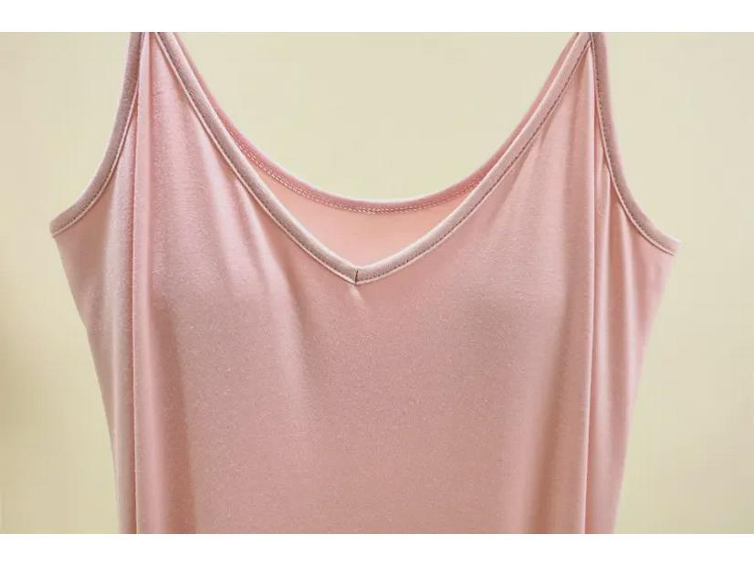 Women's Summer V-Neck Suspender Skirt with Chest Pad - Long Nightgown, Homewear, or Outdoor Wear