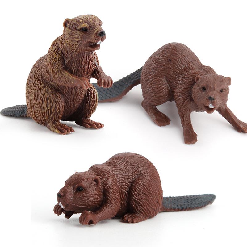 Children'S Fun Simulation Wild Forest Animals Mini Beaver Model Science And Education Cognition Static Solid Ornament Toy