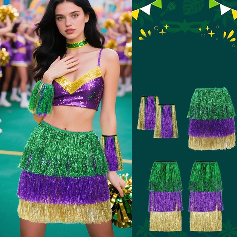Accessoires de Costume Mardi Gras Franges Jupe Jambières Manchettes Costume Cosplay Halloween pour Carnaval Mascarades