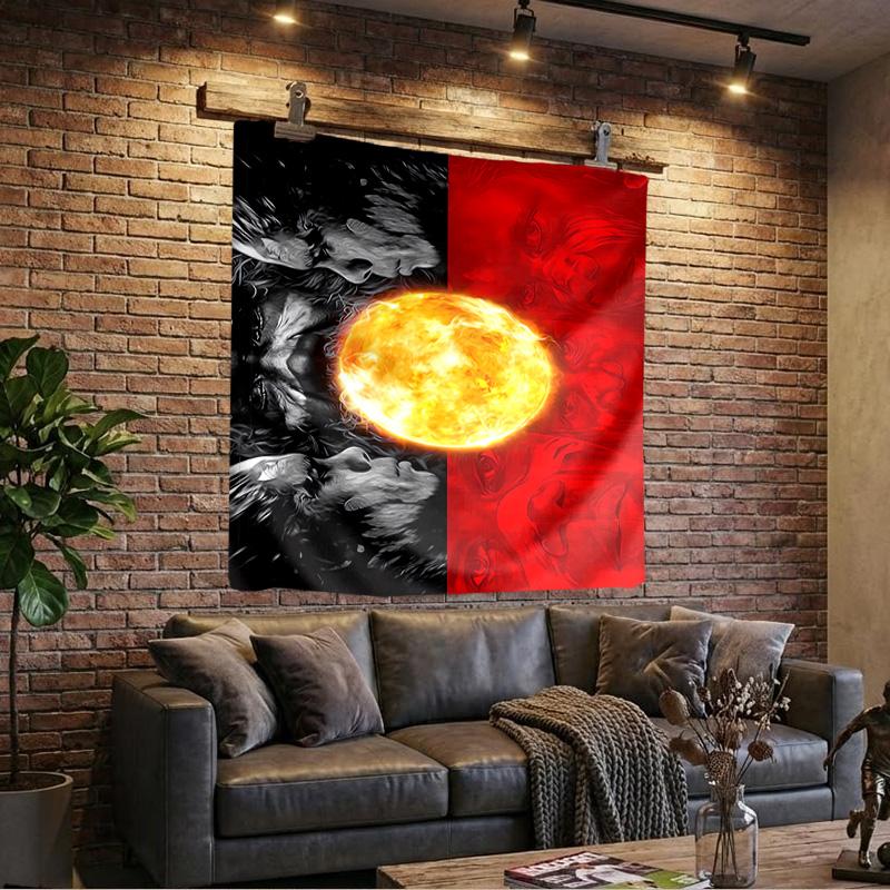 Sunrise Australian Indigenous Art Printed Tapestry, Wall Hanging,Livingroom, dormitory, Large Wall Decor, Fabric Decor Fan Birthday Gifts