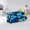 Blaue Camouflage-Print Aufbewahrungstaschen Mode Lässig Große Kapazität Reise Make-up Organizer Kosmetiktasche Kulturtasche für Männer Frauen