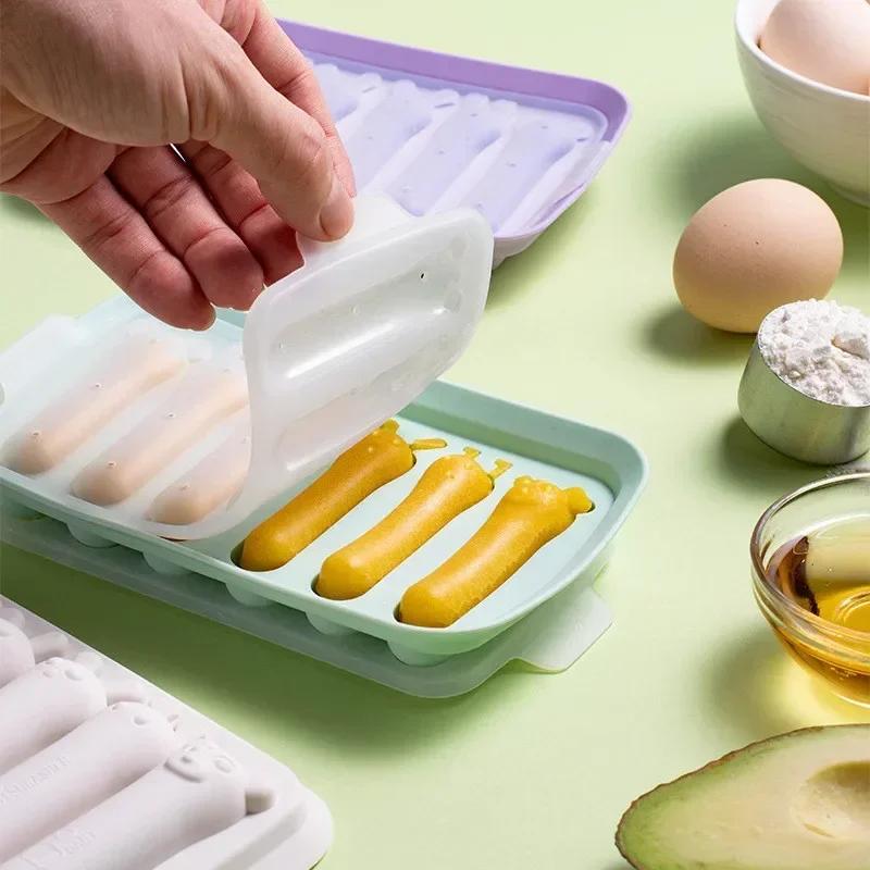 Sausage Maker Mould 6 Grids Silicone DIY Ham Hot Dog Making Moulds With Lid Kitchen Household Sausages Cake Baking Tools Molds