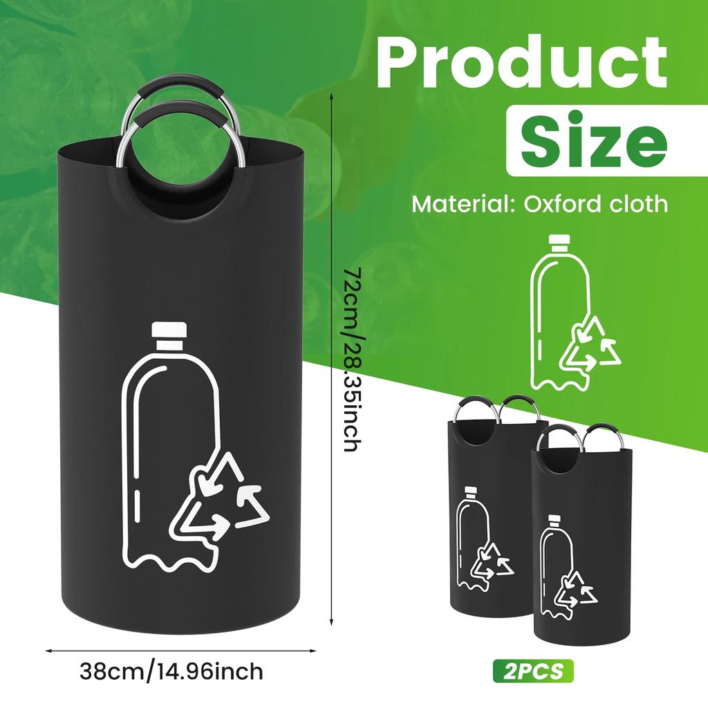 2Pcs Deposit Bottle Collection Bag 82L Large Capacity Recycling Bottle Storage Bag with Handle Oxford Cloth Reusable Recycling