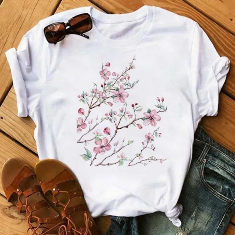 High-Quality Cotton Cute Mushroom Print Women's T-Shirt Retro Fashion Casual Summer New Short-Sleeved Women's Clothing