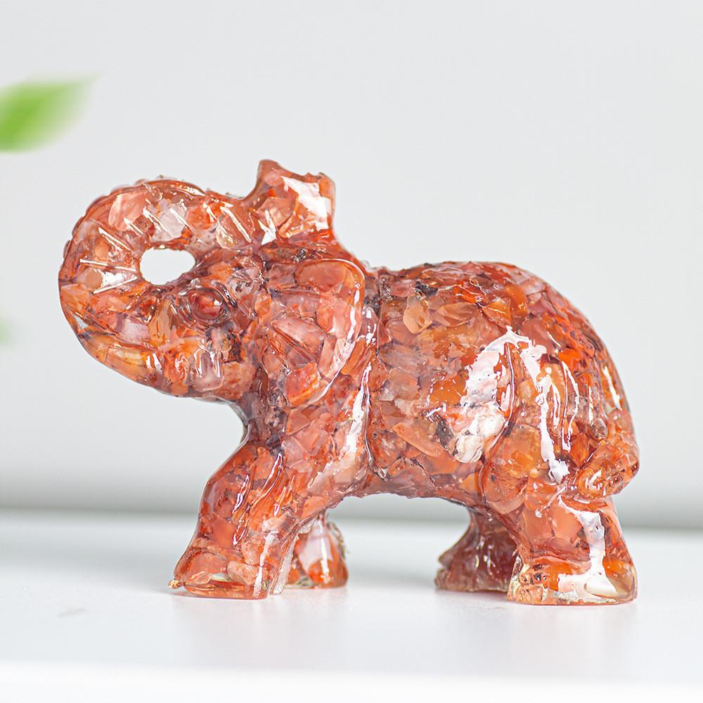 Crystal Elephant Resin Figurine With Semiprecious Stones For Office And Party Decoration