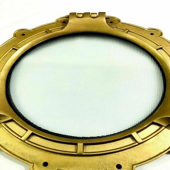 Oblò da Nave 15" Ottone Marino Antico Specchio da Parete Nautico Decorazione Casa/Nave Regalo