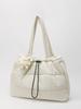 Spring Cotton Tote Bag With Stitching Elements And Internal Zip Pouch For Leisure Outings