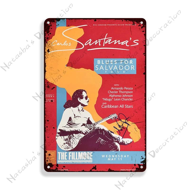 Rockmusik Poster Santana Metallschild ROCK Band Schild Bar Cafe Club Metallplatte Vintage Metallplakette Garage Cafe Wanddeko Schilder