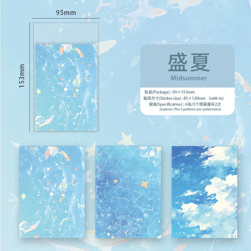 Watercolor Gradient Stickers - 6pcs Beautiful Blend Decals for Journal & Scrapbooking