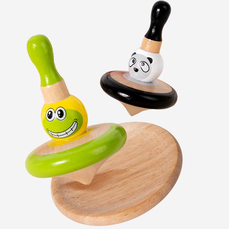 Customizable Children's Nostalgic Beech Wood Spinning Top Set