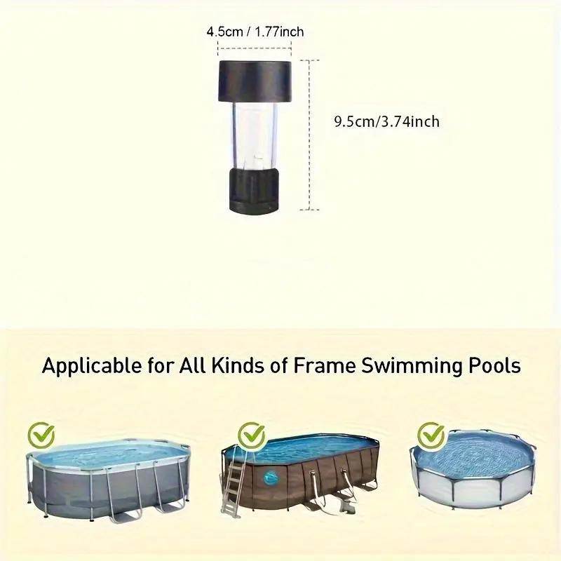 1-10PC Solar Pool Light Hanging LED Cylinder Lamp for Above Ground Pool Outdoor Garden Decoration Waterproof Warm White IP44 Use