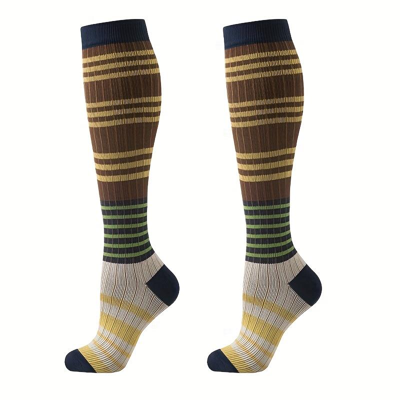 high quality6 Pairs of Multi-Color Striped Compression Socks for Men & Women - Comfortable, Versatile, and Stylish for Daily Wear, Running, and