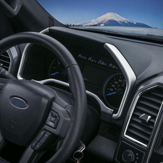Für 2015-18 Ford F150 Mittelkonsolen-Armaturenbrett-Panel Zierleistenabdeckung Silber ABS