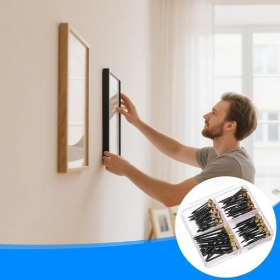 120 Pezzi Chiodi per Appendere Quadri, 4 Stili Chiodi Decorativi da Parete per Appendere Pic