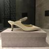 Mules Elegante din Piele Vârf Ascuțit Sandale cu Toc Înalt Stilate Îmbogățite cu Strass Încălțăminte Sofisticată pentru Petrecere și Seară
