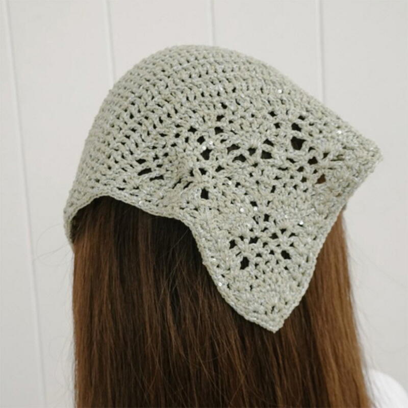 Women's Sequin Knit Kerchief Net Headscarf