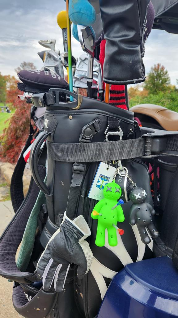 Voodoo Golf Ball Tee Holder Novelty Keychain Accessories for Bags Gifts for Men Fits 3 2 1 Tees 1/4, 3/4, 1/2 (Green)