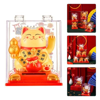 Lucky Cat Mascot Statue Cute Waving Beckoning Cat For House Car Bonsai Front Desk Decoration Crafts Feng Shui Ornament Figurines